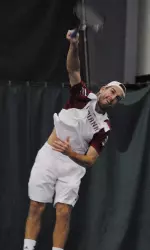 Isade Juneau took the first set from No. 5 Blaz Rola at number one singles and led 3-2 in the second set before play was stopped.