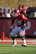 Sophomore Peyton Eckert has started all eight games at right tackle this season.