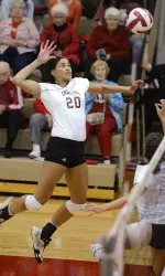 Samantha Thrower had 11 kills and six blocks for the Hoosiers.