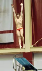 Darian Schmidt made it a sweep of the diving events vs. Penn State and Virginia, winning the 1-meter springboard Saturday.