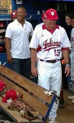 Six-Time MLB All-Star Moises Alou stopped in over at the IU dugout to meet the Hoosiers