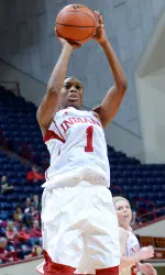 Senior Jasmine McGhee tallied her third career double-double with 12 points and 10 rebounds.
