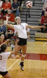 Morgan Leach had 11 kills in the loss to the Illini.