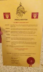 December 14, 2012 has been declared IU Men's Soccer Day in Monroe County.