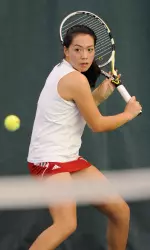 Freshman Kayla Fujimoto picked up a win at No. 6 singles.