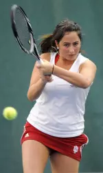 Freshman Carolyn Chupa won her No. 4 singles match, 3-6, 6-3, 7-6 (4).