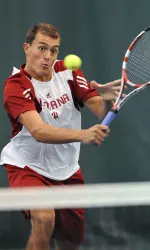Senior Stephen Vogl closed out the win for the Hoosiers, scoring the fourth point with a win at six singles.