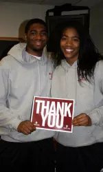 Juniors Maurice Creek & Sasha Chaplin thank donors at the 9th annual Thank-a-thon.