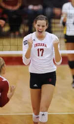 Sophomore Morgan Leach led the Hoosiers in the match with 11 kills, and added all-tournament honors for her stellar weekend.