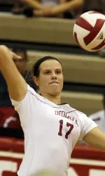 Morgan Leach led the way for IU with 13 kills, while hitting .526.