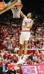 Freshman Troy Williams beats the halftime buzzer with a dunk.