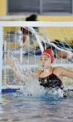 Jessica Gaudreaut lunges to make a save.