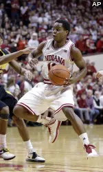 Indiana guard Kevin Ferrell cuts around Iowa forward