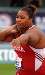 Kyla Buckley took the Texas Relays title in the shot put with the Big Ten's best throw this season.