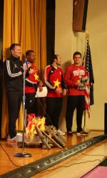 Assistant Coach Brian Maisonneuve joined Kerel Bradford, Kyle Sparks and Harrison Petts at Binford Elementary for Read Across America.
