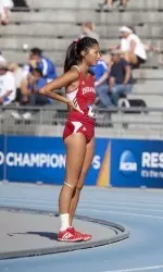 Emma Kimoto tied herself with the Big Ten lead in the high jump.