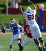 Cameron Coffman went 17-of-23 for 174 yards and two touchdowns in Saturday's Cream & Crimson Game.