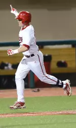 Chad Clark's homerun trot ended with a point to his family in the crowd