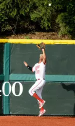 Senior Justin Cureton made the play of the night with his leaping grab over the wall