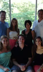 Back row: Clark (son) & wife Erika (daughter-in-law), Kathy & Roger. Front row: Elsa (daughter), Rick (son), Rachel (daughter)