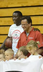Oladipo with IU head coach Tom Crean at Pro Camp