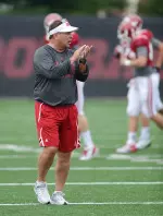 Head coach Kevin Wilson put on the mic during practice.