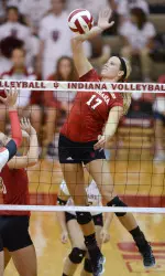 Morgan Leach led the way for the Hoosiers in the match, hitting .444 with a team-high 11 kills.