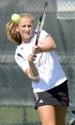 Freshman Kim Schmider won in singles on Sunday.