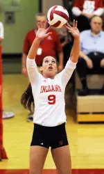 Setter Megan Tallman is 10th in career assists with 1,415 for the Hoosiers.