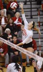 Senior Morgan Leach is 16th in all-time career kills for IU with 1,084.