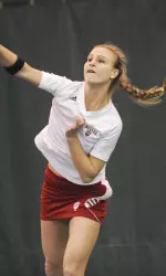Alecia Kauss clinched the match for Indiana with a win at the No. 4 singles position.