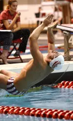 Senior Eric Ress posted NCAA B cuts in victories in the 200 freestyle and 200 backstroke Saturday as the Hoosiers topped Purdue, 186-114.