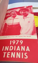 Ron Remak (right) on the cover of 1979 men's tennis media guide.
