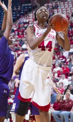 A Simone Deloach layup with 11 seconds left gave IU a 66-65 win over Northwestern in the third round of the WNIT.