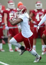 Junior running back Tevin Coleman turns it upfield during spring practice.