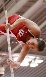 Kelsie Ahbe has the second best mark in school history in the pole vault.