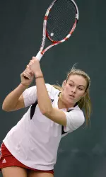 Katie Klyczek won her No. 1 singles match in straight sets against Nebraska.