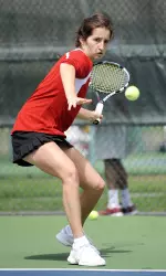 Sophie Garre won in both singles and doubles vs. Iowa on Sunday.