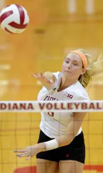 Taylor Lebo ranks 4th in the NCAA and 1st in the Big Ten in service aces.