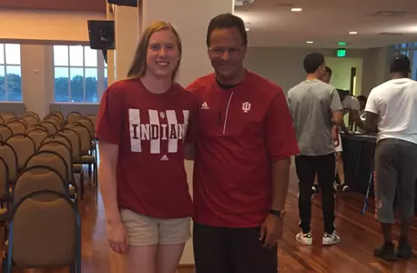Lilly King and Tom Crean at Freshman Excellence Session