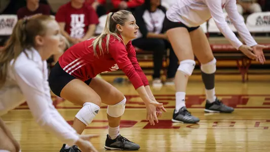 BLOOMINGTON, IN - SEPTEMBER 23, 2018 - Defensive specialist Bayli Lebo #4 of the Indiana Hoosiers during the game between the Illinois Fighting Illini and the Indiana Hoosiers at the University Gym in Bloomington, IN. Photo By Katie Ducker/Indiana Athletics