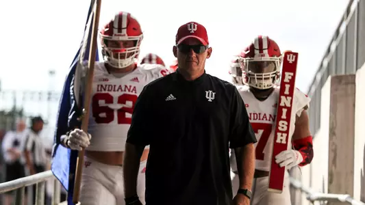 COLUMBUS, OH - OCTOBER 06, 2018 - Indiana Hoosiers Head Coach Tom Allen before the game between the Ohio State Buckeyes and the Indiana Hoosiers at Ohio Stadium in Columbus, OH. Photo By Craig Bisacre/Indiana Athletics