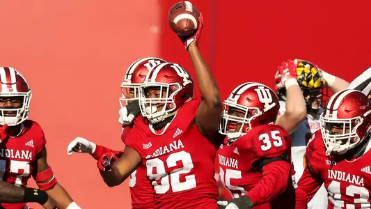 BLOOMINGTON, IN - NOVEMBER 10, 2018 - defensive lineman Alfred Bryant #92 of the Indiana Hoosiers during the game between the Maryland Terrapins and the Indiana Hoosiers at Memorial Stadium in Bloomington, IN. Photo By Carter Waldron/Indiana Athletics
