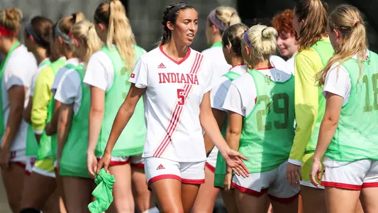 BLOOMINGTON, IN - AUGUST 19, 2018 - Midfielder/Forward Maddie West #5 of the Indiana Hoosiers during the game against the Miami University RedHawks and the Indiana Hoosiers at Bill Armstrong Stadium in Bloomington, IN. Photo By Craig Bisacre/Indiana Athletics