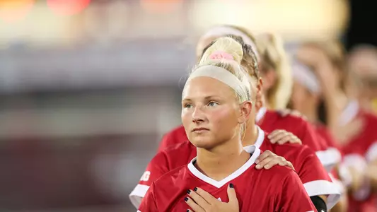 BLOOMINGTON, IN - OCTOBER 05, 2018 - Defender Justine Lynn #29 of the Indiana Hoosiers  during the game against the Wisconsin Badgers and the Indiana Hoosiers at Bill Armstrong Stadium in Bloomington, IN. Photo By Rose Bythrow/Indiana Athletics