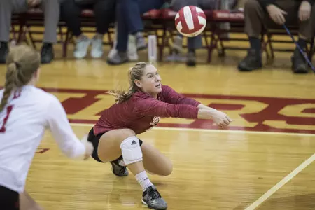 BLOOMINGTON, IN - OCTOBER 31, 2018 - Defensive specialist Bayli Lebo #4 of the Indiana Hoosiers during the game between the Michigan Wolverines and the Indiana Hoosiers at the University Gym in Bloomington, IN. Photo By Missy Minear/Indiana Athletics