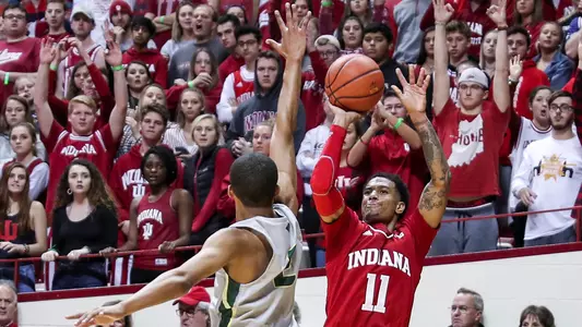 BLOOMINGTON, IN - NOVEMBER 06, 2018 - Guard Devonte Green #11 of the Indiana Hoosiers during the game against the Chicago State Cougars and the Indiana Hoosiers at Simon Skjodt Assembly Hall in Bloomington, IN. Photo By Missy Minear/Indiana Athletics