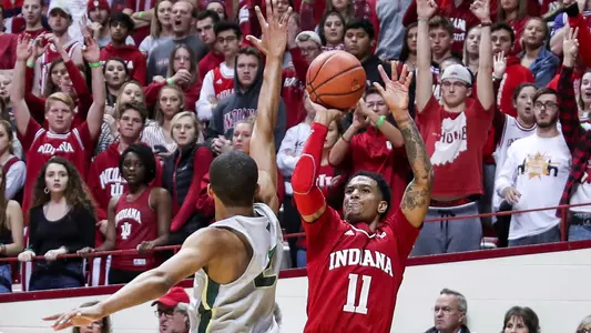 BLOOMINGTON, IN - NOVEMBER 06, 2018 - Guard Devonte Green #11 of the Indiana Hoosiers during the game against the Chicago State Cougars and the Indiana Hoosiers at Simon Skjodt Assembly Hall in Bloomington, IN. Photo By Missy Minear/Indiana Athletics