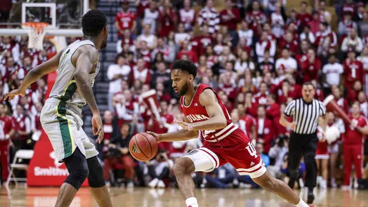 BLOOMINGTON, IN - NOVEMBER 06, 2018 - Guard Vijay Blackmon #24 of the Indiana Hoosiers during the game against the Chicago State Cougars and the Indiana Hoosiers at Simon Skjodt Assembly Hall in Bloomington, IN. Photo By Craig Bisacre/Indiana Athletics