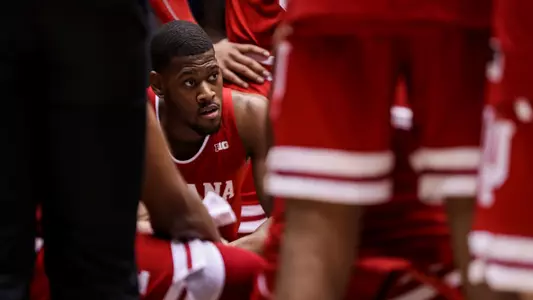 DURHAM, NC - NOVEMBER 27, 2018 - Guard Aljami Durham #1 of the Indiana Hoosiers during the game between the Duke Blue Devils and the Indiana Hoosiers at Cameron Indoor Stadium in Durham, NC. Photo By Craig Bisacre/Indiana Athletics